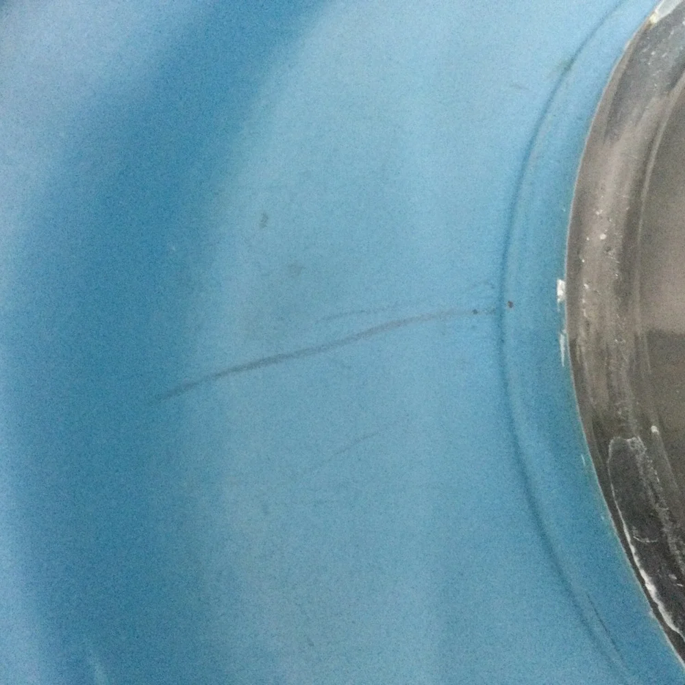 Vintage Blue Glass Decorative Bowl with Silver Insert and Grid Design mid centur